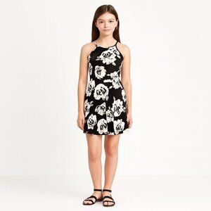 Nordstrom Soprano Floral Rose High-Neck Fit & Flare Dress Party Summer Twee Gift
